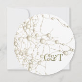 Elegant Pearl Gold Script Wedding Romantic Pearls 招待状 (裏面)