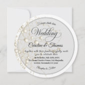 Elegant Pearl Gold Script Wedding Romantic Pearls 招待状 (正面)
