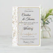 Elegant Pearl Gold Script Wedding Romantic Pearls 招待状 (スタンド正面)