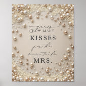 Elegant Pearl How Many Kisses Bridal Shower Game ポスター (正面)