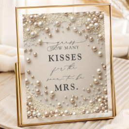 Elegant Pearl How Many Kisses Bridal Shower Game ポスター