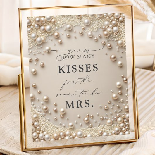 Elegant Pearl How Many Kisses Bridal Shower Game ポスター