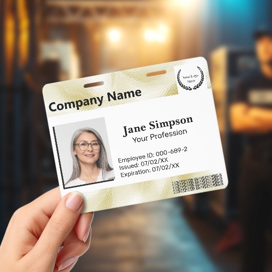 Elegant Pearlescent Gold Texture Name Tag バッジ (コンサート)