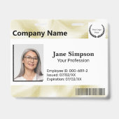 Elegant Pearlescent Gold Texture Name Tag バッジ (正面)