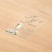 Elegant Pearls and Prosecco Bridal Shower  アクリル招待状 (レイダウン)