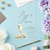 Elegant Pearls and Prosecco Bridal Shower  アクリル招待状 (インサイチュ (ウェディング))