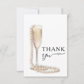 Elegant Pearls and Prosecco Bridal Shower サンキューカード (正面)