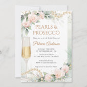 Elegant Pearls and Prosecco Bridal Shower 招待状 (正面)