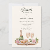 Elegant Pearls and Prosecco Bridal Shower 招待状 (正面)