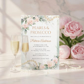 Elegant Pearls and Prosecco Bridal Shower 招待状