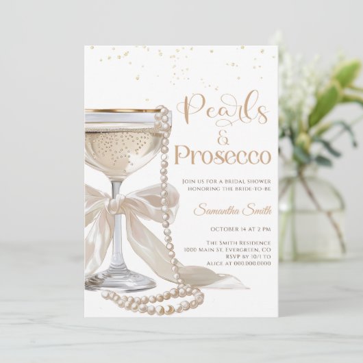 Elegant Pearls and Prosecco Bridal Shower   招待状 (スタンド正面)