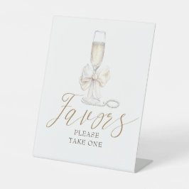 Elegant Pearls and Prosecco Coquette Favors Sign 台座サイン