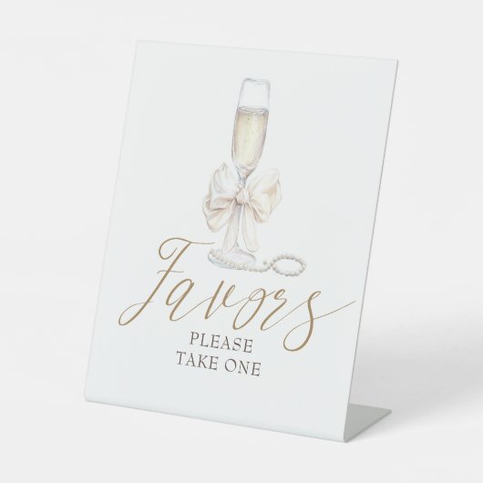 Elegant Pearls and Prosecco Coquette Favors Sign 台座サイン (正面)