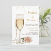 Elegant Pearls and Prosecco party Bridal Shower 招待状 (スタンド正面)