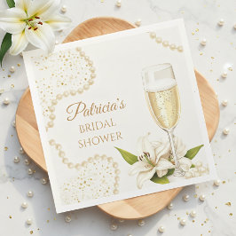 Elegant Pearls & Prosecco Bridal Shower スタンダードカクテルナプキン