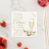Elegant Pearls & Prosecco Bridal Shower スタンダードカクテルナプキン (インサイチュ)