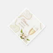 Elegant Pearls & Prosecco Bridal Shower スタンダードカクテルナプキン (角)