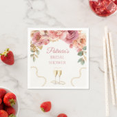 Elegant Pearls & Prosecco Bridal Shower スタンダードカクテルナプキン (インサイチュ)