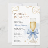 Elegant Pearls & Prosecco Bridal Shower Invitation 招待状 (正面)