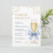 Elegant Pearls & Prosecco Bridal Shower Invitation 招待状 (スタンド正面)