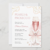 Elegant Pearls & Prosecco Bridal Shower Invitation 招待状 (正面)