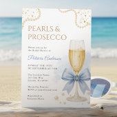 Elegant Pearls & Prosecco Bridal Shower Invitation 招待状