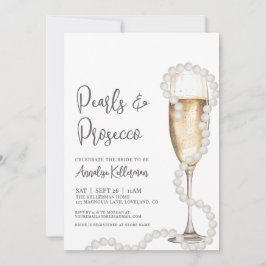 Elegant Pearls & Prosecco Champagne Bridal Shower 招待状