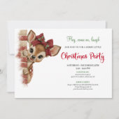 Elegant Peeking Reindeer Funny Cartoon Holiday  招待状 (正面)