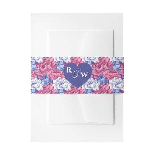 Elegant Peonies Accent Fall Wedding 招待状ベリーバンド (正面例)