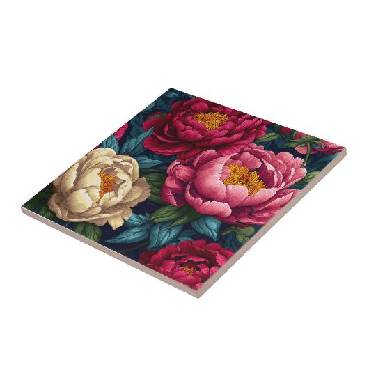 Elegant Peonies Ceramic Tiles For Bathroom Walls タイル (側面)