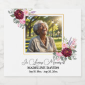 Elegant Peonies Photo Funeral ビールラベル (シングルラベル)