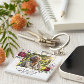 Elegant Peonies Photo Funeral Keepsake  キーホルダー (正面右)