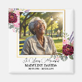 Elegant Peonies Photo Funeral Keepsake  マグネット (正面)