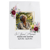 Elegant Peonies Photo Funeral Keepsake ミディアムペーパーバッグ (正面)