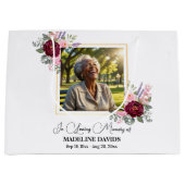 Elegant Peonies Photo Funeral Keepsake ラージペーパーバッグ (正面)