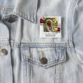 Elegant Peonies Photo Funeral Keepsake  缶バッジ (インサイチュ)