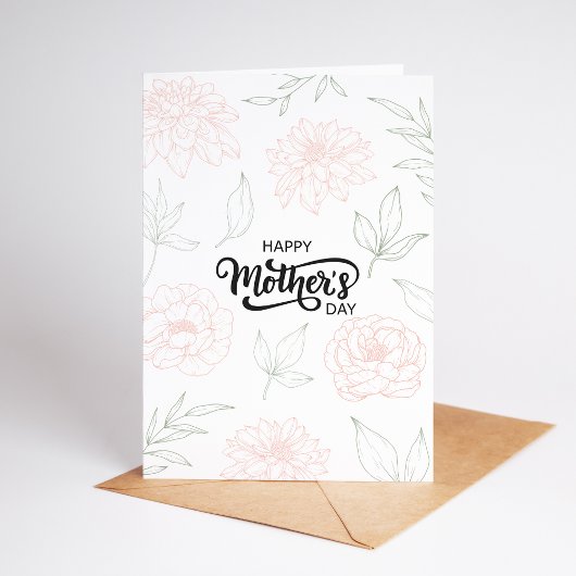 Elegant Peony Floral Mother’s Day Card カード