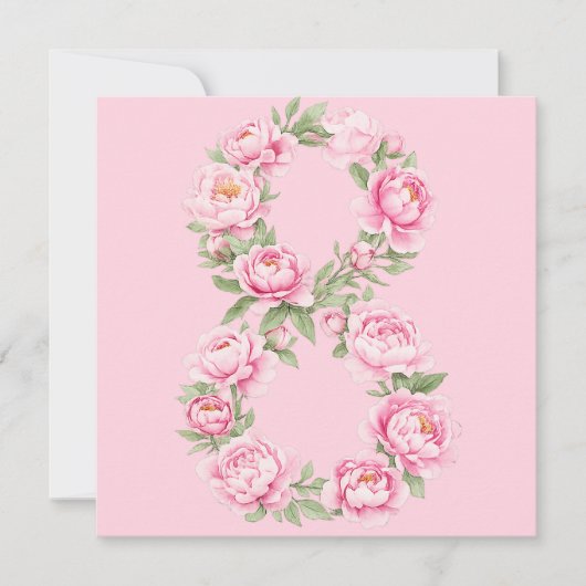 Elegant Peony Flower Illustration for March 8  シーズンカード (正面)