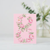 Elegant Peony Flower Illustration for March 8  シーズンポストカード (スタンド正面)