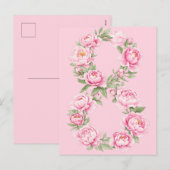 Elegant Peony Flower Illustration for March 8  シーズンポストカード (正面/裏面)