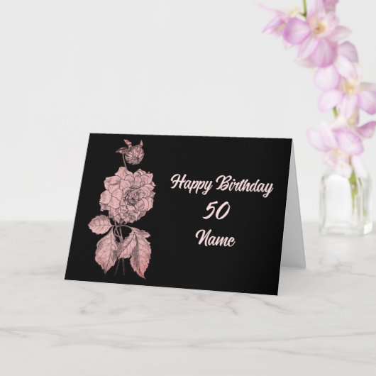 Elegant Peony Flower Personalized Birthday カード (蘭)