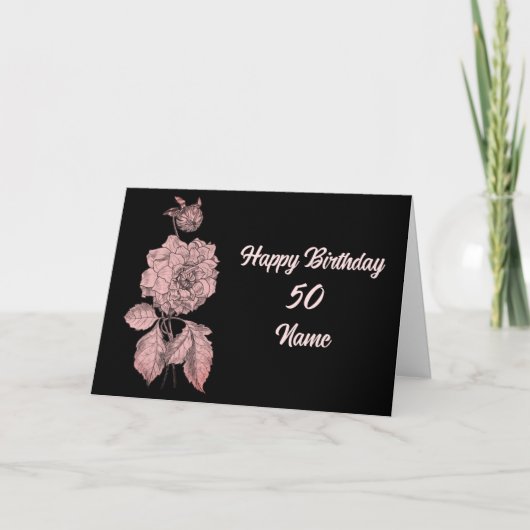 Elegant Peony Flower Personalized Birthday カード (正面)
