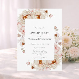 Elegant Peony Garden Wedding Invitation 招待状