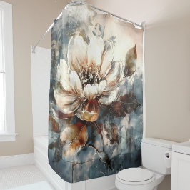 Elegant Peony Watercolor Art シャワーカーテン