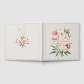 Elegant Peony Wedding Guestbook with Gold Accents ゲストブック (全面)