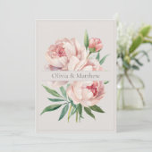 Elegant Peony Wedding Invitation with QR Code 招待状 (スタンド正面)