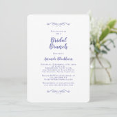 Elegant Periwinkle Blue Calligraphy Bridal Brunch  招待状 (スタンド正面)