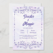 Elegant Periwinkle Blue Floral Wedding 招待状 (正面)