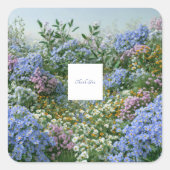 Elegant Periwinkle Blue Orange Wildflower Meadow スクエアシール (正面)