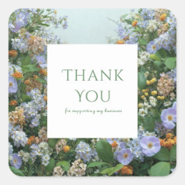 Elegant Periwinkle Blue Peach Wildflower Meadow スクエアシール